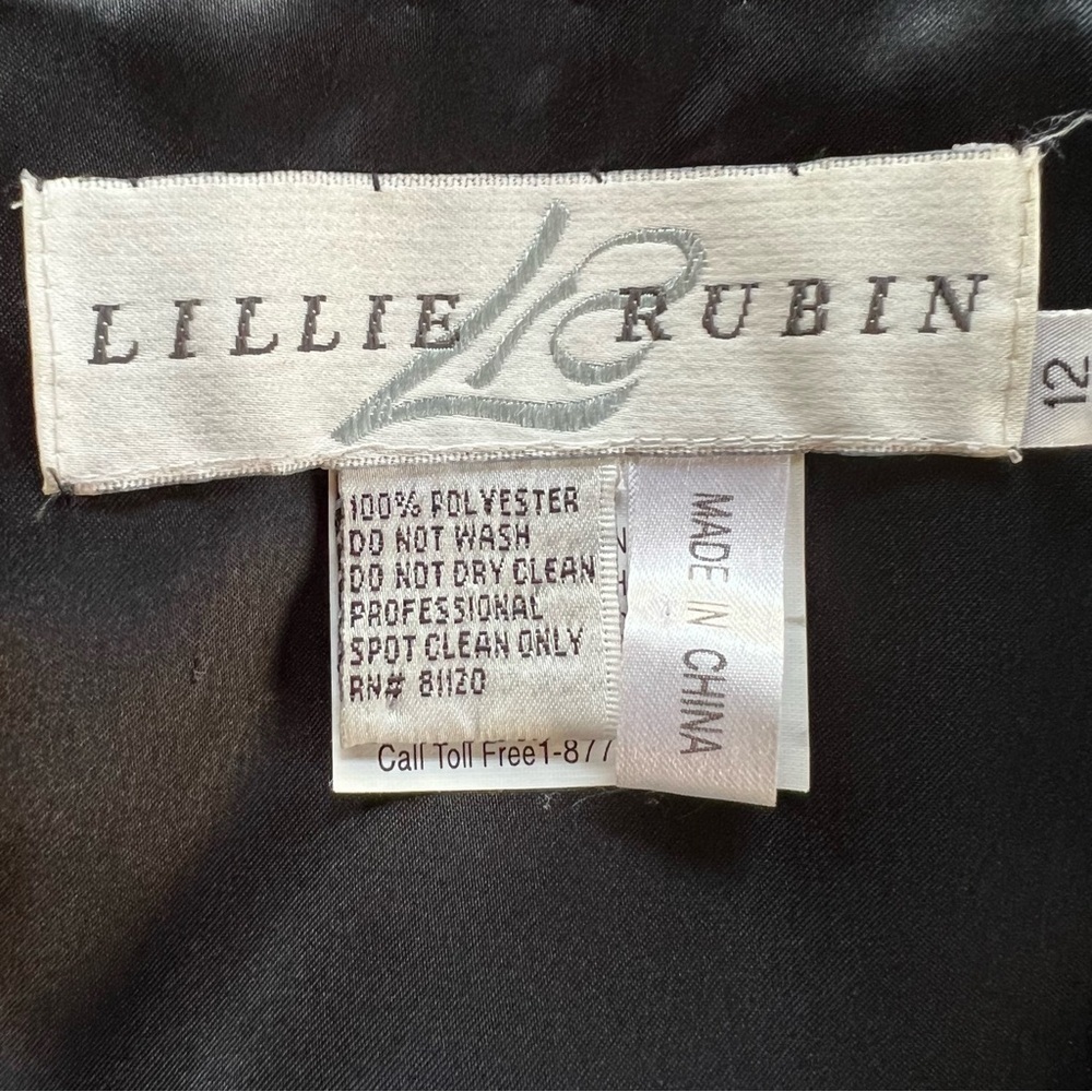 Lillie Rubin Vintage Beaded Strapless White Black Floral Evening Dress 10 Glam - Picture 16 of 16